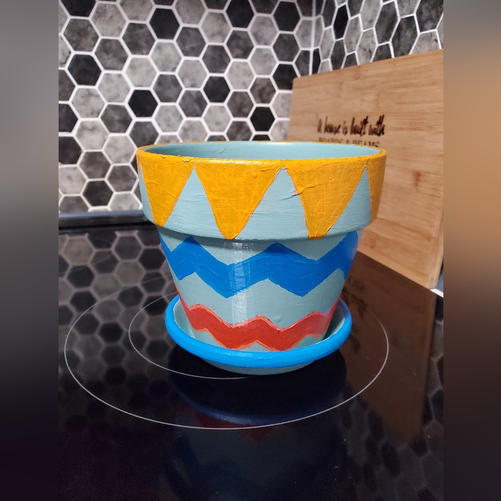Hand Painted Terra Cotta Flower Pot